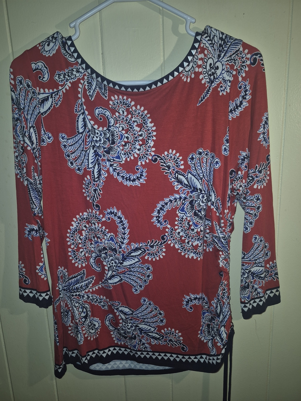 Ruby Rd. Red Paisley-Print Scoop Neck Long Sleeve Top